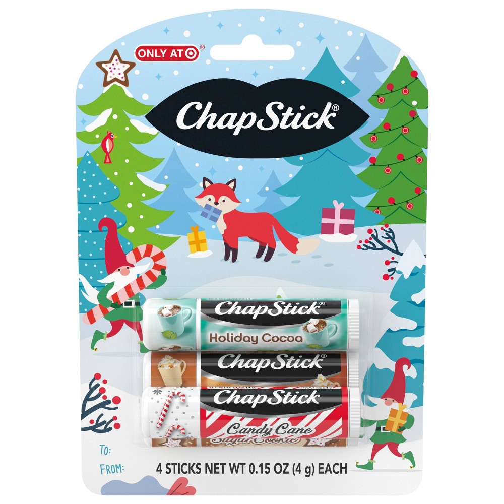 Chapstick Holiday Sugar Sugar Cookie Cotton Candy and Hot Chocolate Cake Batter Lip Balm Set - 4ct - Bellso